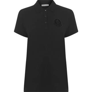 👉 Poloshirt zwart m vrouwen Velvet Logo Patch Polo Shirt Moncler , Dames