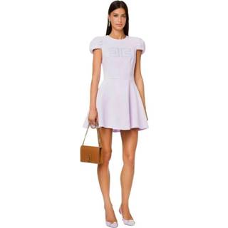 👉 Babydoll paars vrouwen baby's dress with logo and puff sleeves Elisabetta Franchi , Dames