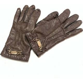 👉 Glove bruin onesize vrouwen Pre -owned Gloves Gucci Vintage , Dames