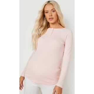 👉 Zwangerschap Geplooid Borstvoeding T-Shirt Met Knopen, Blush
