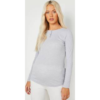 👉 Zwangerschap Geplooid Borstvoeding T-Shirt Met Knopen, Grey Marl