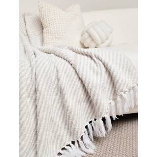 👉 Deken One Size cream Dun Gestreept Gerafeld Dekentje,