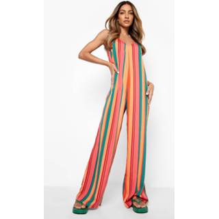 👉 Gestreepte Wide Leg Trapeze Jumpsuit, Orange