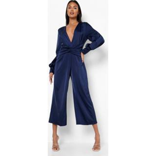 👉 Satijnen Gedraaide Cullotte Jumpsuit, Navy