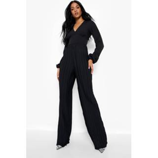 👉 Tall Geplooide Wide Leg Gelegenheids Jumpsuit, Black