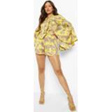 👉 Paisley Print Romper Met Extreem Wijde Mouwen, Yellow