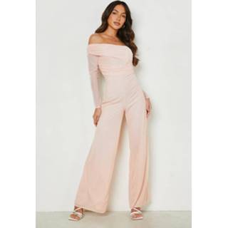 👉 Mesh Wide Leg Jumpsuit Met Open Schouders, Nude