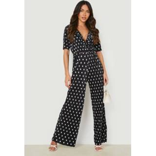 👉 Wikkel Culotte Jumpsuit Met Stippen, Black