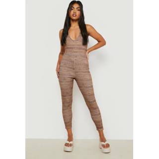 👉 Getailleerde Space Dye Halter Jumpsuit, Brown