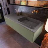 👉 Badmeubel army grijs MONDIAZ ERIN 120cm onderkast kleur met 1 lade. Wastafel RIDGE rechts zonder kraangaten Dark_grey. 6017316996990