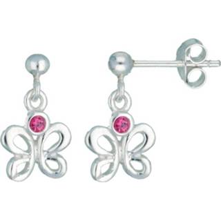 👉 Oorknop active roze Lilly Zilveren Oorknopjes met Vlinderhangertjes en Zirkonia 8712121470298