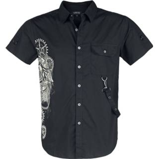 👉 Hemd zwart mannen m Gothicana by EMP - mit Steampunk-Print Shirt met korte mouwen 4064854467071