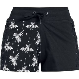 👉 Korte broek zwart vrouwen m Gothicana by EMP - Stoffshorts mit Print und Schnürung 4064854467644