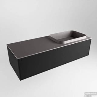 👉 Badmeubel urban grijs MONDIAZ ERIN 120cm onderkast kleur met 1 lade. Wastafel RIDGE rechts zonder kraangaten Dark_grey. 6017346423480