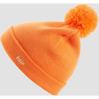👉 Muts wit oranje MP met pompon - Nectarine/Wit 5059883086255