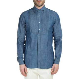 👉 Shirt lange mouw blauw mannen Long sleeve Ricerca Lardini , Heren
