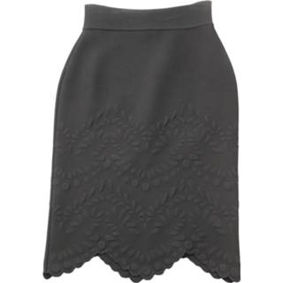 👉 Pencil zwart viscose XS vrouwen Embossed Scallop Hem Skirt in Alexander McQueen Pre-owned , Dames