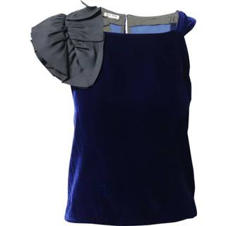 👉 Sleeveless blauw vrouwen Ruffle Top in Velvet Miu Pre-owned , Dames