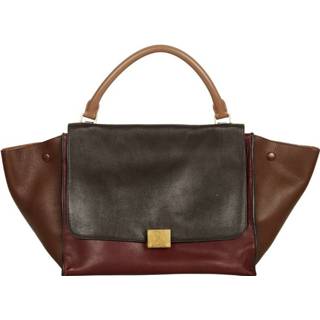 👉 Trapeze zwart bicolor leather onesize vrouwen Pre-owned Satchel Celine Vintage , Dames