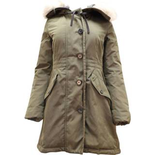 👉 Downjacket groen s vrouwen Monticole Down Jacket with Fox Fur Trim Moncler Pre-owned , Dames
