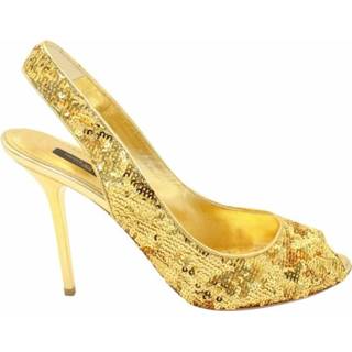 👉 Peeptoes geel vrouwen Pre-owned Sequined Peep-Toe Slingback Heels Louis Vuitton Vintage , Dames