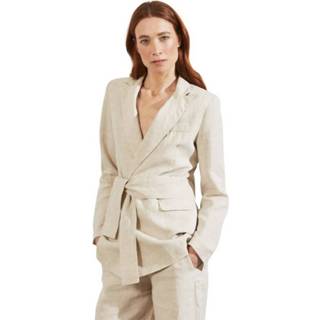 👉 Blazer beige l vrouwen Linho Is coming , Dames