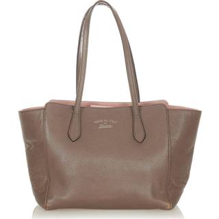 👉 Draagtas bruin leer onesize vrouwen Tweedehands Swing leren Gucci Vintage , Dames