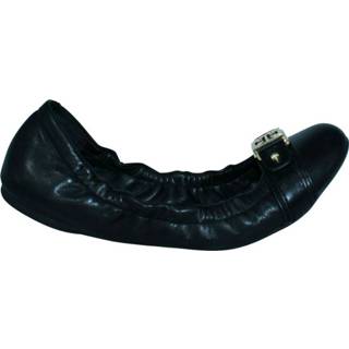 👉 Ballerina's zwart leather vrouwen T logo Ballerinas Tory Burch Pre-owned , Dames