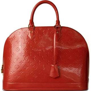 👉 Rouge rood onesize vrouwen Pre-owned Sac Alma en cuir verni Louis Vuitton Vintage , Dames
