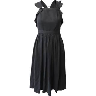👉 Sleeveless zwart vrouwen Frill Midi Dress Ulla Johnson Pre-owned , Dames