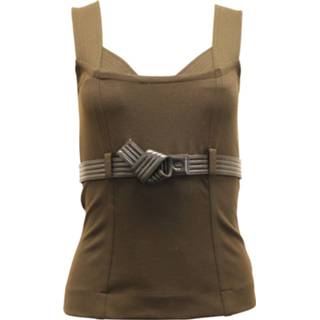 👉 Sleeveless bruin XS vrouwen Pre-owned Top Gucci Vintage , Dames