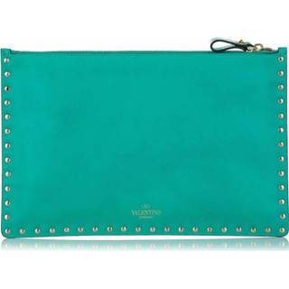 👉 Handtas groen leather onesize vrouwen Pre owned Rockstud Clutch Bag Valentino Vintage , Dames