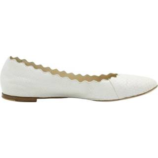 👉 Ballerina's beige leather vrouwen Snakeskin Embossed Ballerinas Chloé Pre-owned , Dames