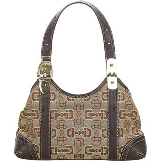 👉 Schoudertas bruin canvas onesize vrouwen Pre-owned Horsebit Shoulder Bag Gucci Vintage , Dames