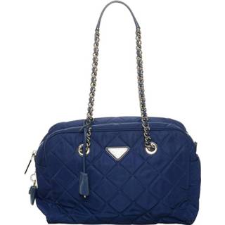 👉 Schoudertas blauw onesize vrouwen Pre-owned Tessuto Impuntu Chain Shoulder Bag Prada Vintage , Dames