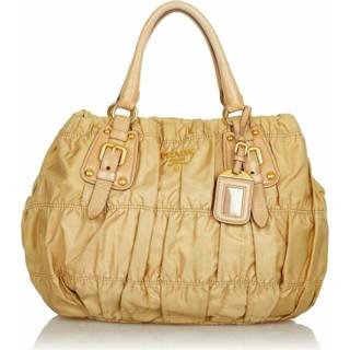 👉 Boekentas bruin onesize vrouwen Tweedehands Tessuto Gaufre Prada Vintage , Dames