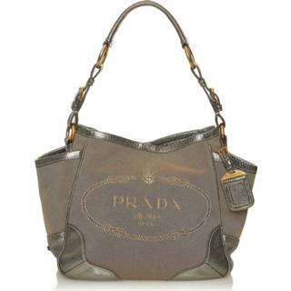 👉 Schoudertas bruin canvas onesize vrouwen Pre -owned Canapa Logo Shoulder Bag Prada Vintage , Dames