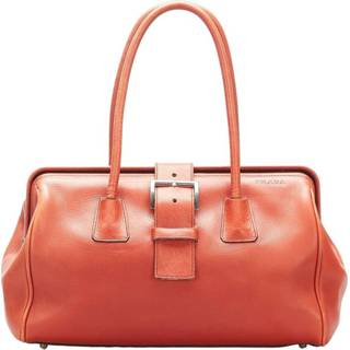 👉 Handtas oranje onesize vrouwen Pre-owned Vitello Fibbia Handbag Prada Vintage , Dames