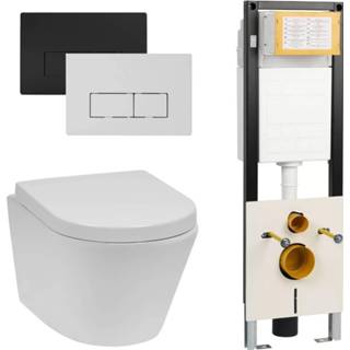 👉 Wit Saniselect Spring 2.0 Hangtoilet Easyclean Rimless 52cm / WBRN set