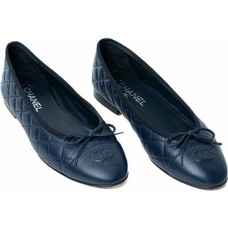 👉 Ballerina's blauw leather vrouwen Pre-owned Quilted Ballerinas Chanel Vintage , Dames