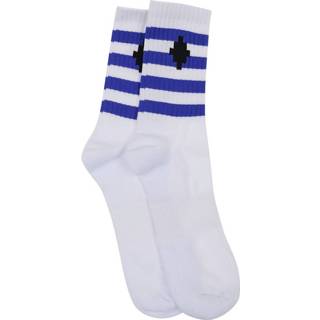 👉 Sock blauw onesize mannen Cross Stripe Short Socks Marcelo Burlon , Heren