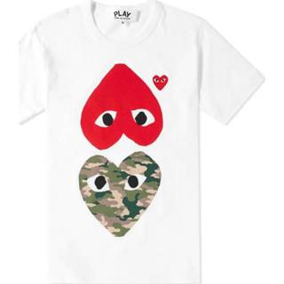 👉 Print T-shirt wit XL mannen Hearts Comme des Garçons Play , Heren