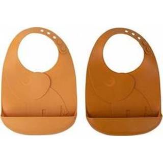 👉 Stuks bestek Done by Deer Peekaboo bib 2-pack Elphee Mustard 5712643024439