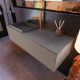 👉 Badmeubel army grijs MONDIAZ ERIN 120cm onderkast kleur met 1 lade. Wastafel RIDGE links kraangat Dark_grey. 6017333437438