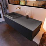👉 Badmeubel urban grijs MONDIAZ ERIN 120cm onderkast kleur met 1 lade. Wastafel RIDGE links zonder kraangaten Dark_grey. 6017313493416