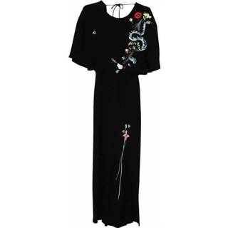 👉 Maxi dres zwart s vrouwen Cape Effect Snake And Flowers Embroidered Dress Rixo Pre-owned , Dames