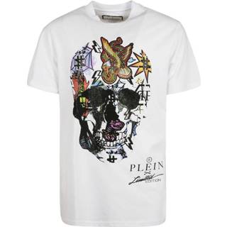 👉 Print T-shirt wit XL mannen Floral Skull Philipp Plein , Heren