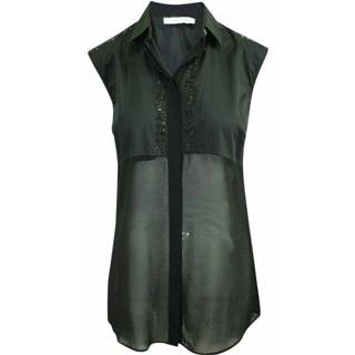 👉 Sleeveless zwart vrouwen Top With Embellishments Versace Pre-owned , Dames