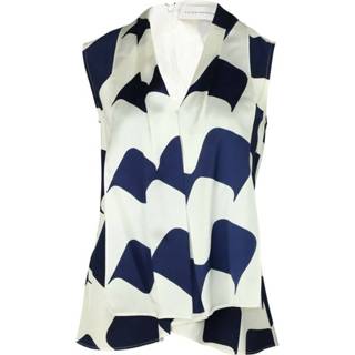 👉 Sleeveless blauw vrouwen Wave Print Top Victoria Beckham Pre-owned , Dames