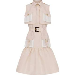 👉 Sleeveless roze vrouwen ottoman dress with safari details Elisabetta Franchi , Dames
